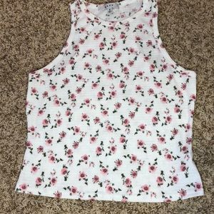White with pink flower print Glaze tank top